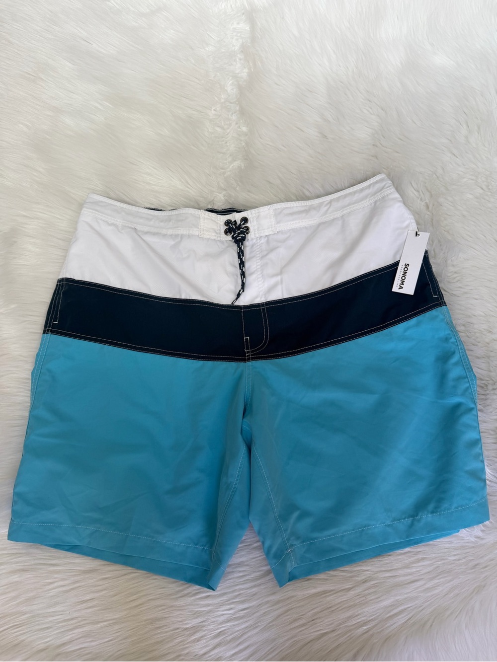 Sonoma Blue/White Wide Striped Swim Shorts XXL